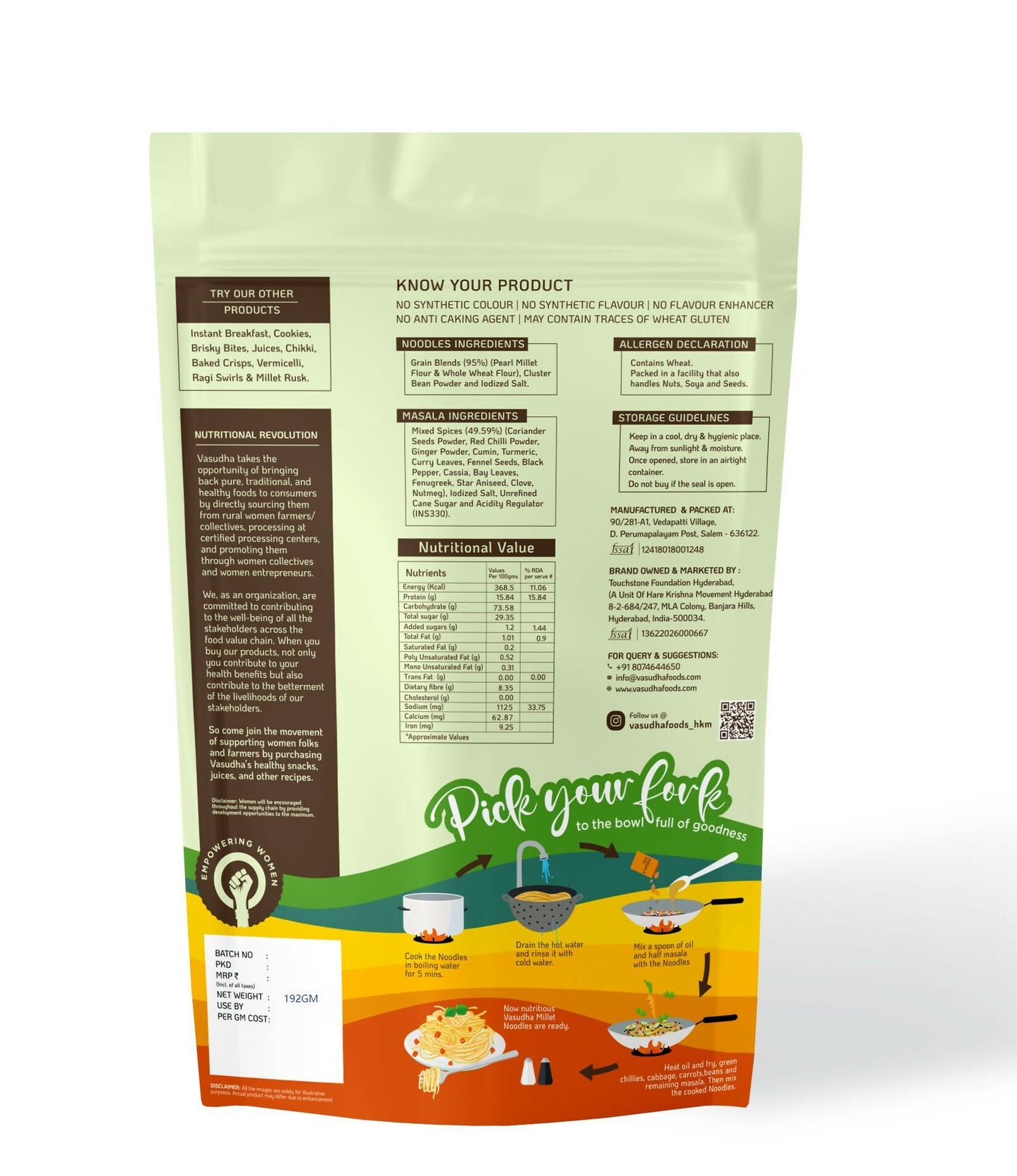 Vasudha Nurtured By Nature Pearl Millet Noodles
