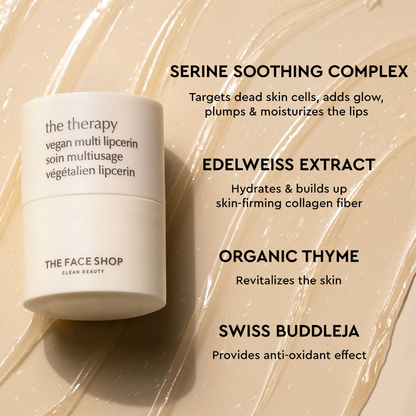 The Face Shop The Therapy Lipcerin, 12HR Moisture Lip Mask, Balm & Scrub