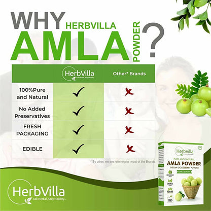 Herbvilla Amla (Indian Gooseberry) Powder For Hair Growth
