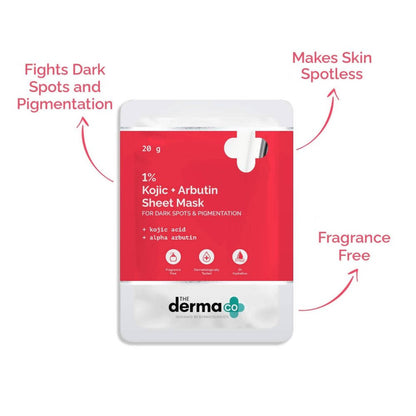 The Derma Co 1% Kojic + Arbutin Sheet Mask - Drmedicart