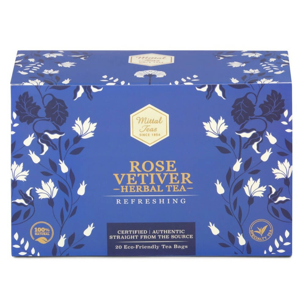 Mittal Teas Rose Vetiver Herbal Tea - Eco Friendly Bags