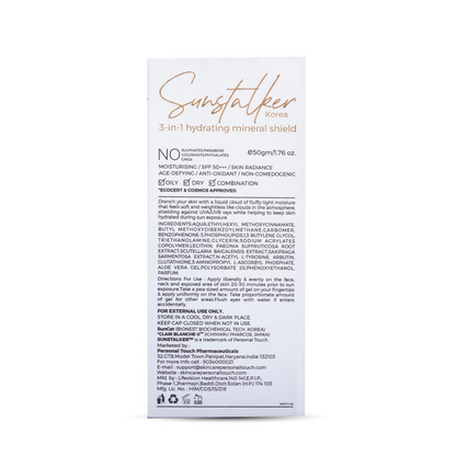 Personal Touch Sunstalker Korea 3-1 Water Based Moisturiser Serum With Sunscreen SPF50+++