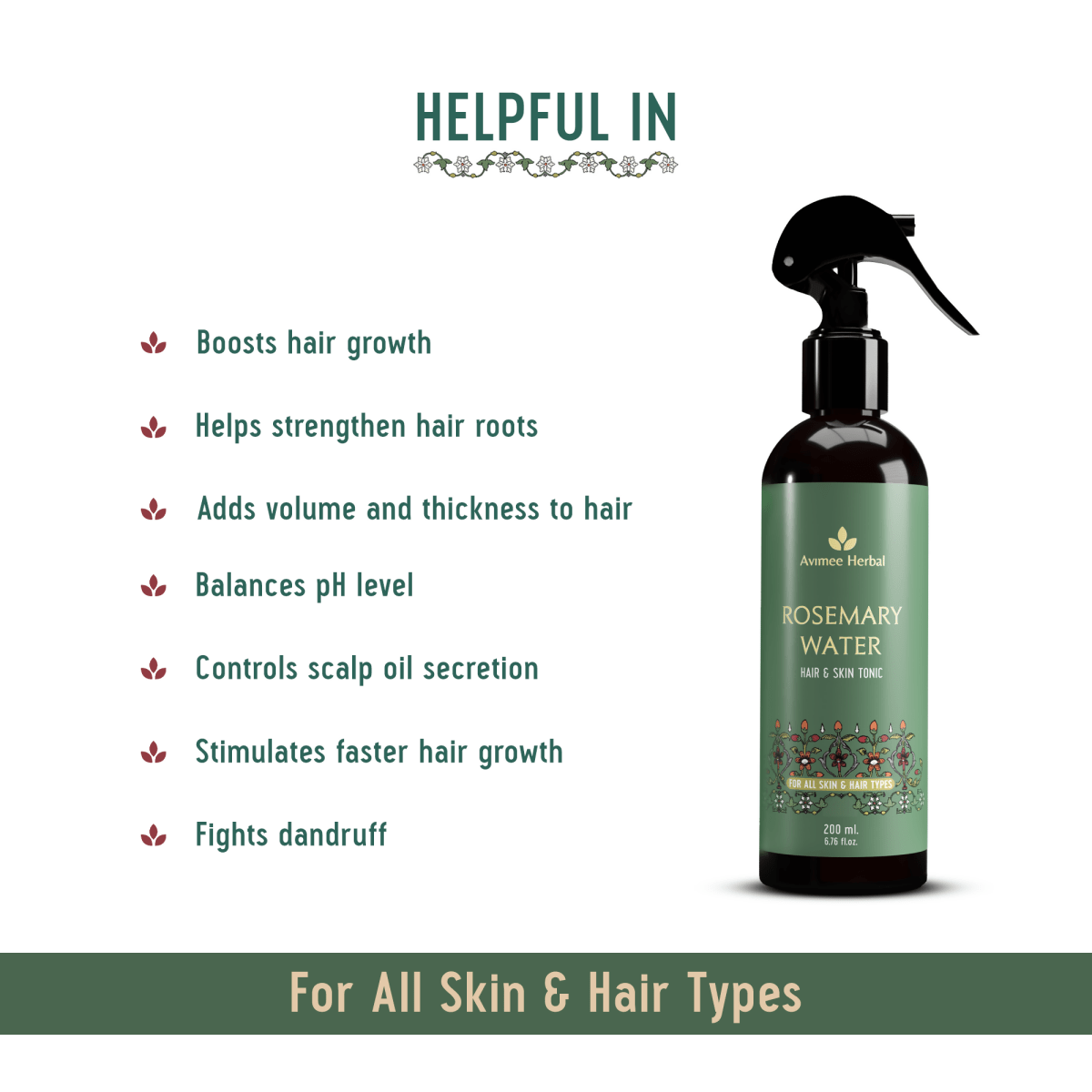 Avimee Herbal Rosemary Hair Care Routine Combo: Rosemary Water Spray & Rosemary Hair Oil