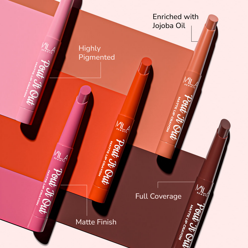 Mila Beaute Pout It Out Long Lasting & Matte Finish Lip Crayon Lipstick - Aurora