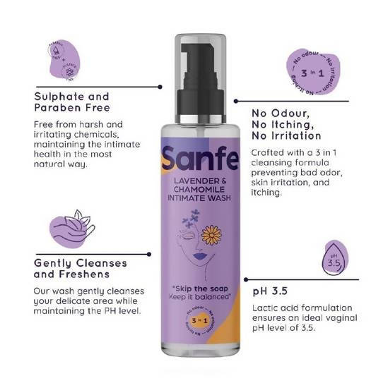 Sanfe Lavender & Chamomile 3 In 1 Intimate Wash