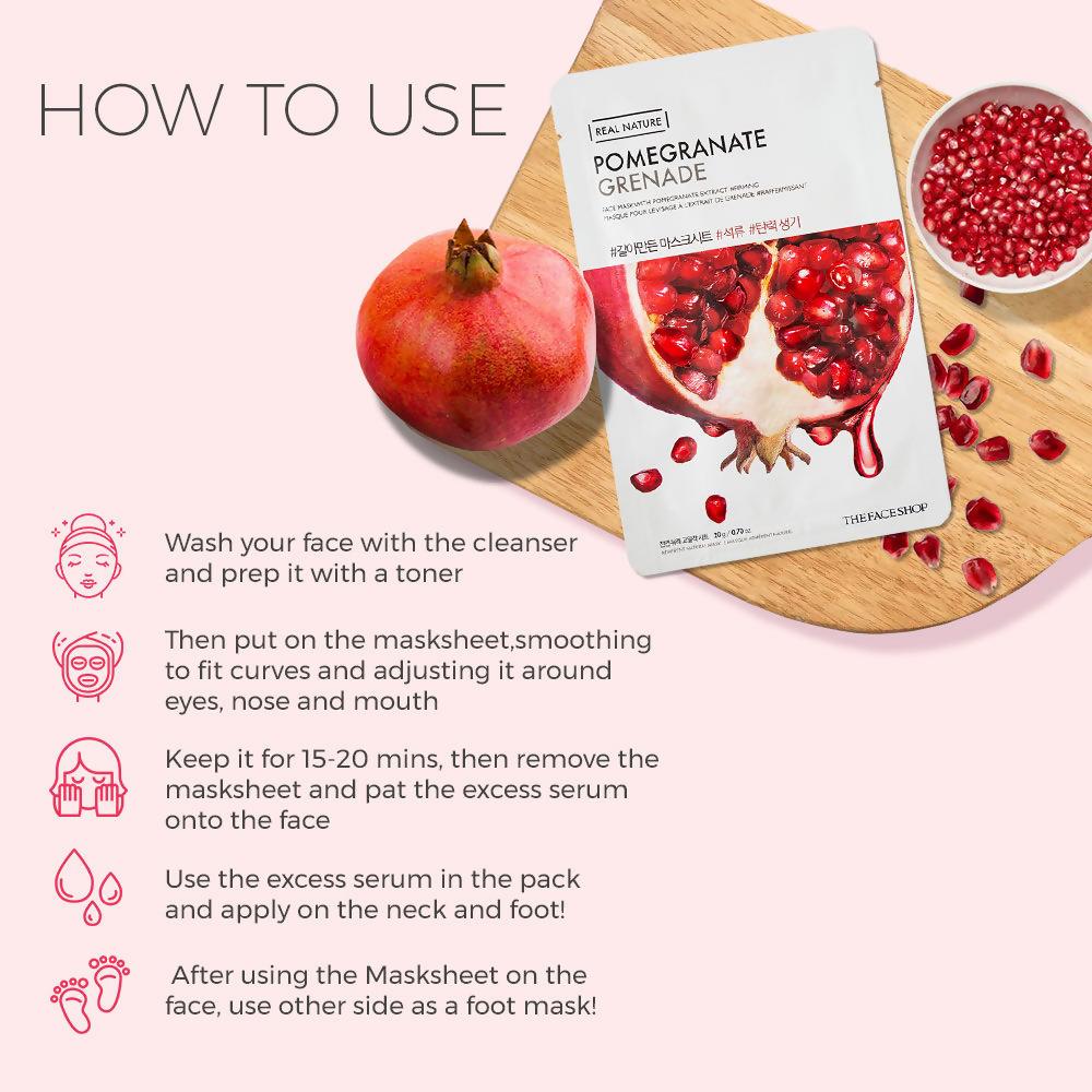 The Face Shop Real Nature Pomegranate Face Mask - Korean Skincare