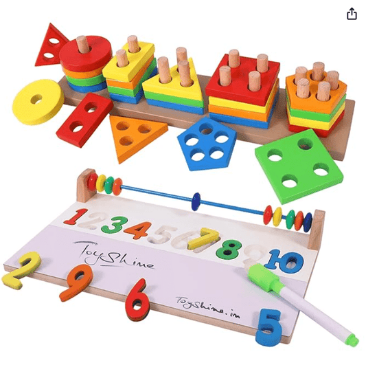 Buy Kids Wooden Angle Geometric Blocks Stacker Shape Sorter Column Puzzle Stacking Set - 5 Columns from DrMediCart, Ship from India to USA