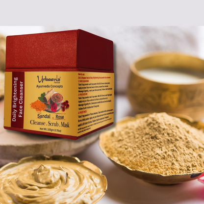 Urbaano Herbal Ayurveda Concepts Face Brightening Cleanser, Scrub, Mask 3-in-1 Instant Glow