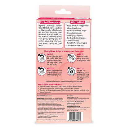 HipHop Skin Care Cleansing Charcoal Nose Strips For Blackheads, Whiteheads Remover, Pore Cleanser, with Natural Extracts
