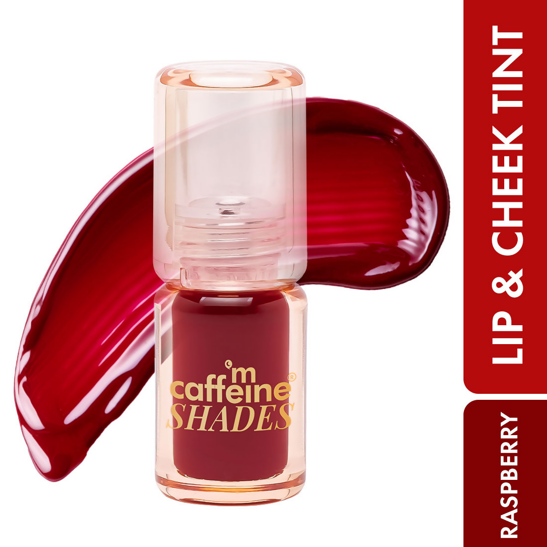 mCaffeine Shades Lip & Cheek Glow Tint Longlasting, Blendable Dewy Finish - Raspberry