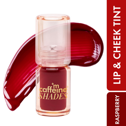 mCaffeine Shades Lip & Cheek Glow Tint Longlasting, Blendable Dewy Finish - Raspberry