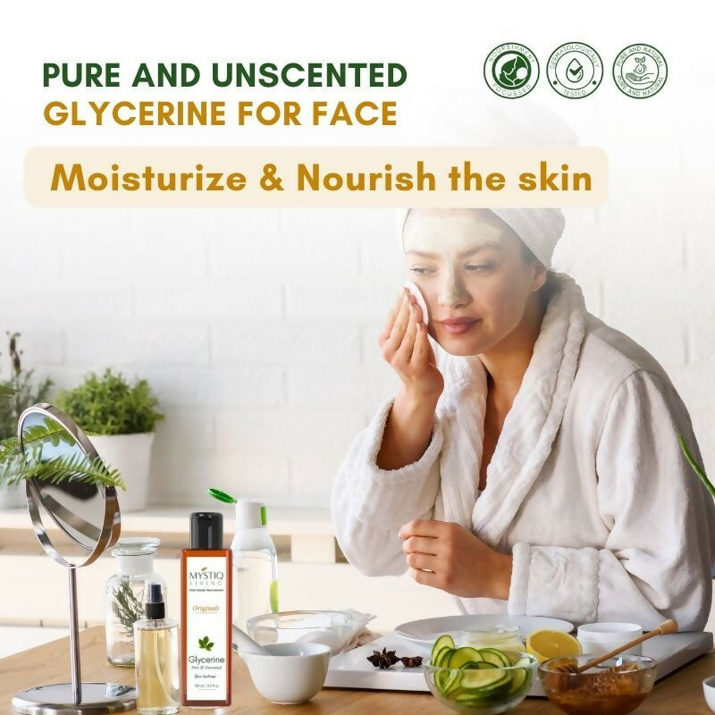 Mystiq Living Glycerine Pure And Unscented Liquid Gel 100% Organic For Face,Skin Care & Hair