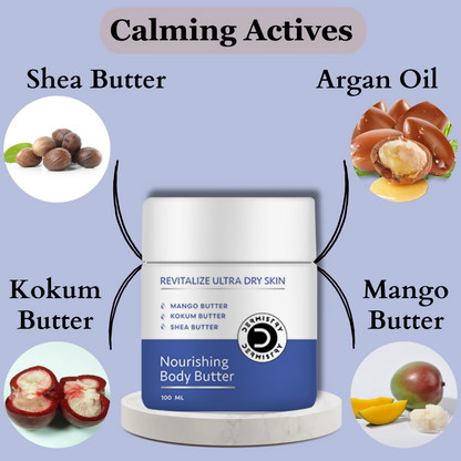 Dermistry Revitalizing Nourishing Body Butter for Ultra Dry & Flaky Skin Mango Kokum & Shea Butter