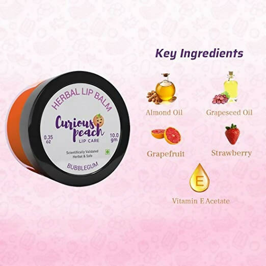 Curious Peach Herbal Lip Balm Bubble Gum