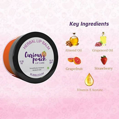Curious Peach Herbal Lip Balm Bubble Gum