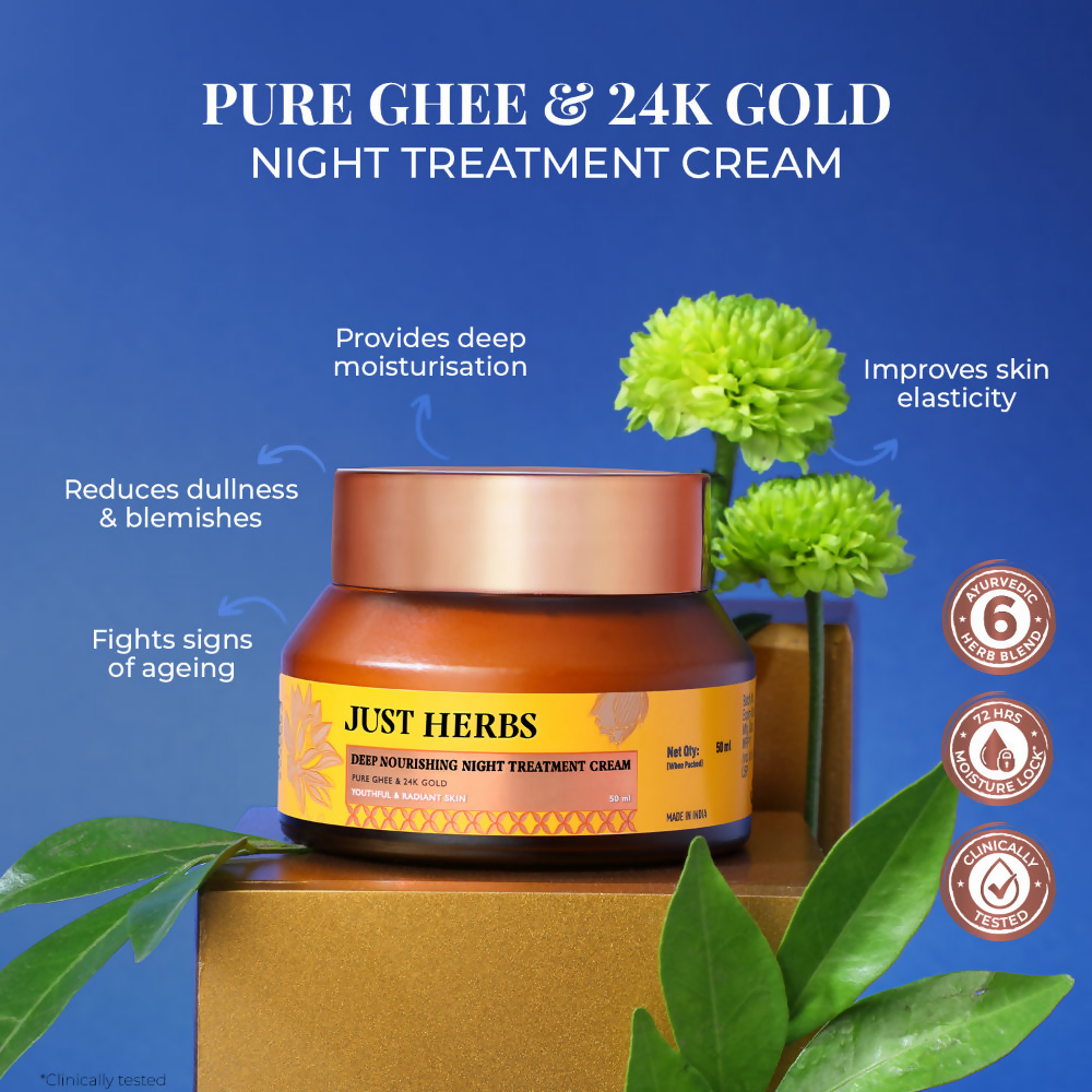 Just Herbs Pure Ghee & 24K Gold Deep Nourishing Night Treatment Cream