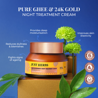 Just Herbs Pure Ghee & 24K Gold Deep Nourishing Night Treatment Cream