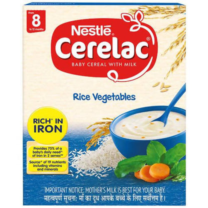 Buy Nestle Cerelac Baby Cereal with Milk - Rice Vegetables, From 8 to 12 Months from DrMediCart, Ship from India to USA