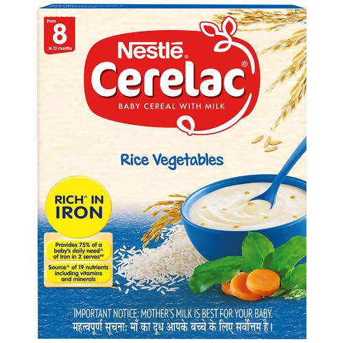 Buy Nestle Cerelac Baby Cereal with Milk - Rice Vegetables, From 8 to 12 Months from DrMediCart, Ship from India to USA