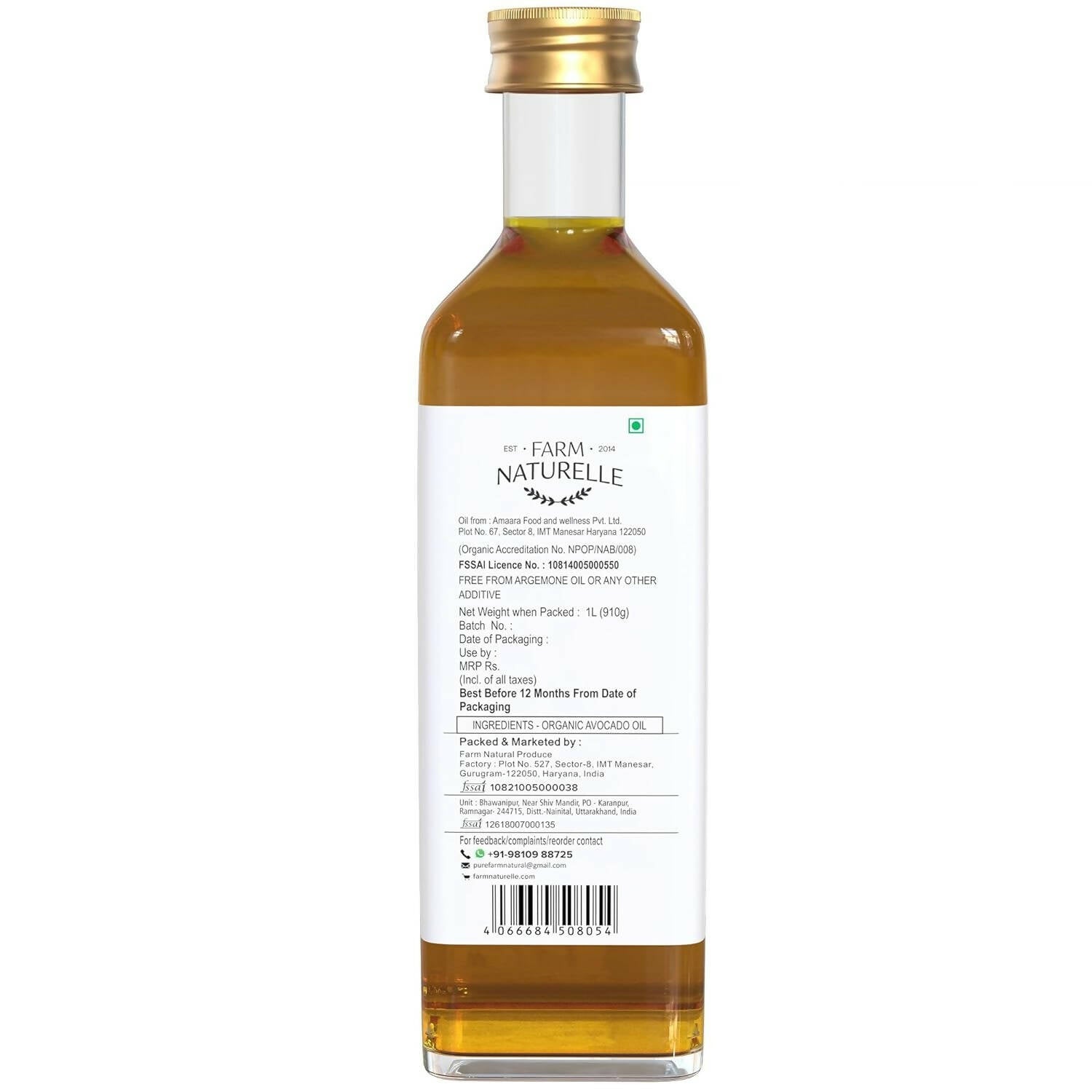 Farm Naturelle 100% Pure Extra Virgin Avocado Oil