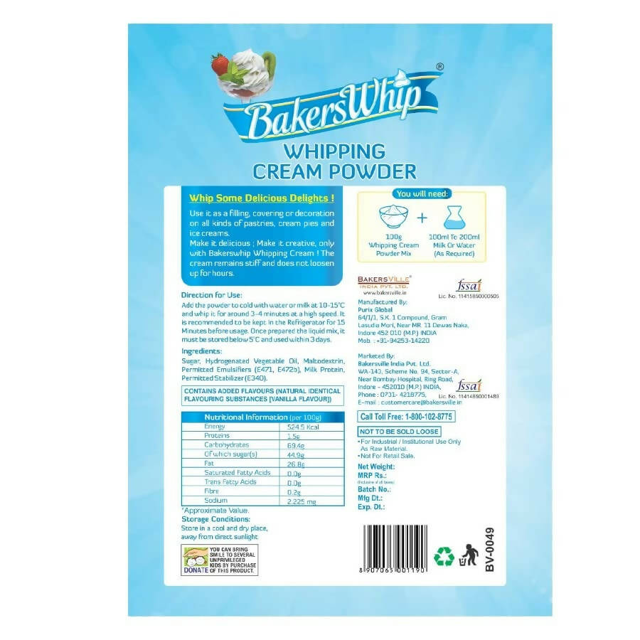 Bakerswhip Whipping Cream Powder