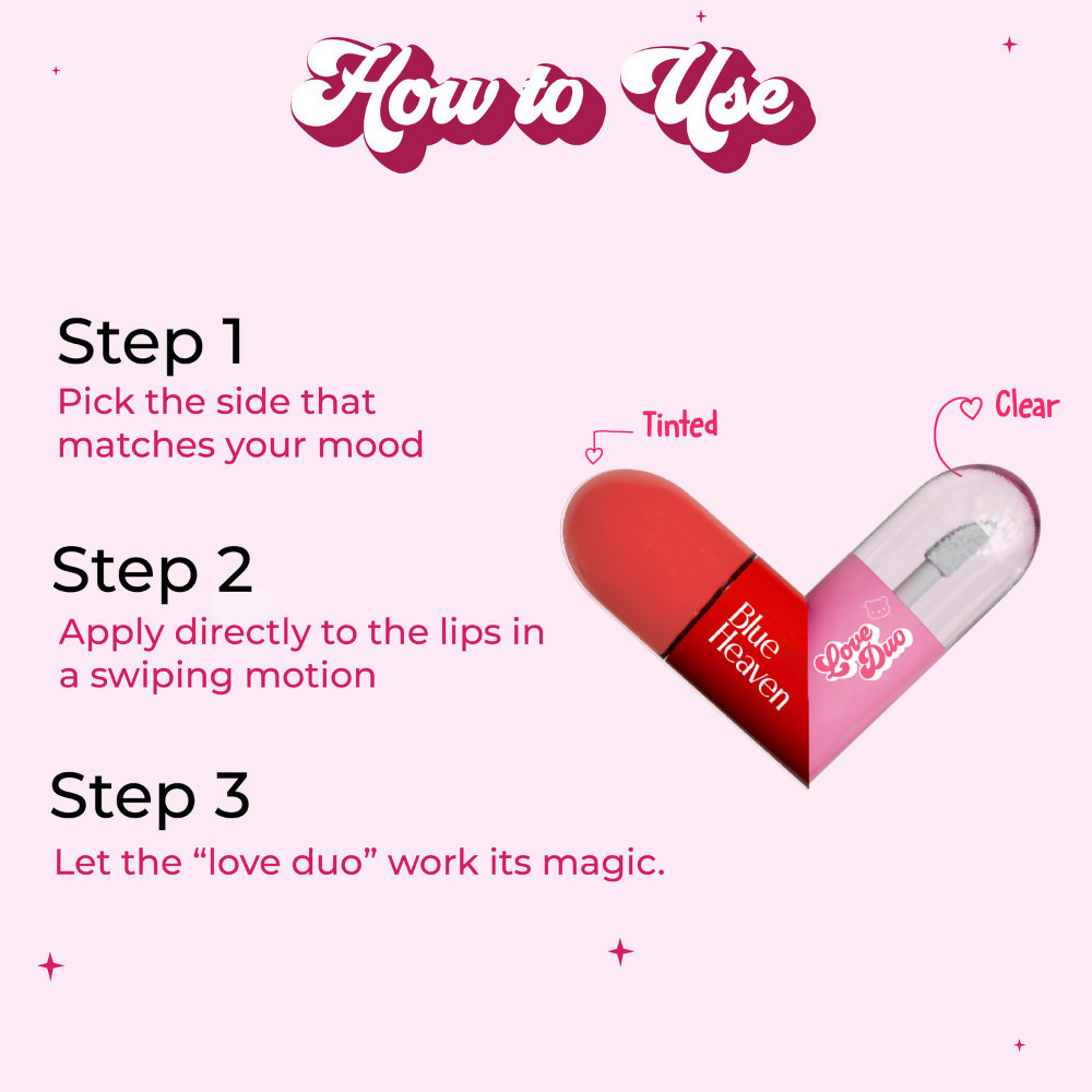 Blue Heaven Love Duo 2-In-1 Clear & Tinted Lip Gloss - Simp ( (Clear+ Mauve)