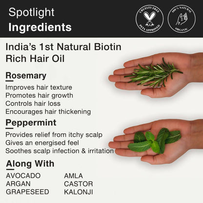 Soulflower Rosemary Mint Hair Growth Oil For Hair Fall & Dandruff Control, Light Hair Oil