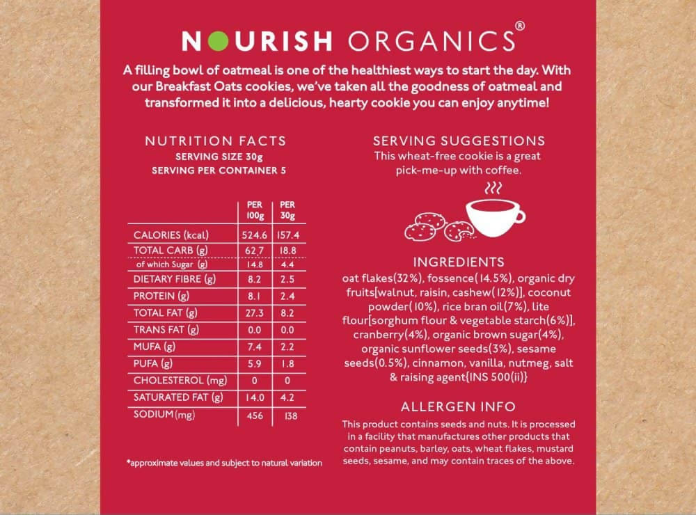 Nourish Organics Oats Cranberry Cookies