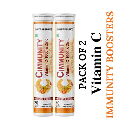 Nutracology Cimmunity Vitamin C 1000mg Effervescent Tablet For Glowing Skin, Immunity Booster