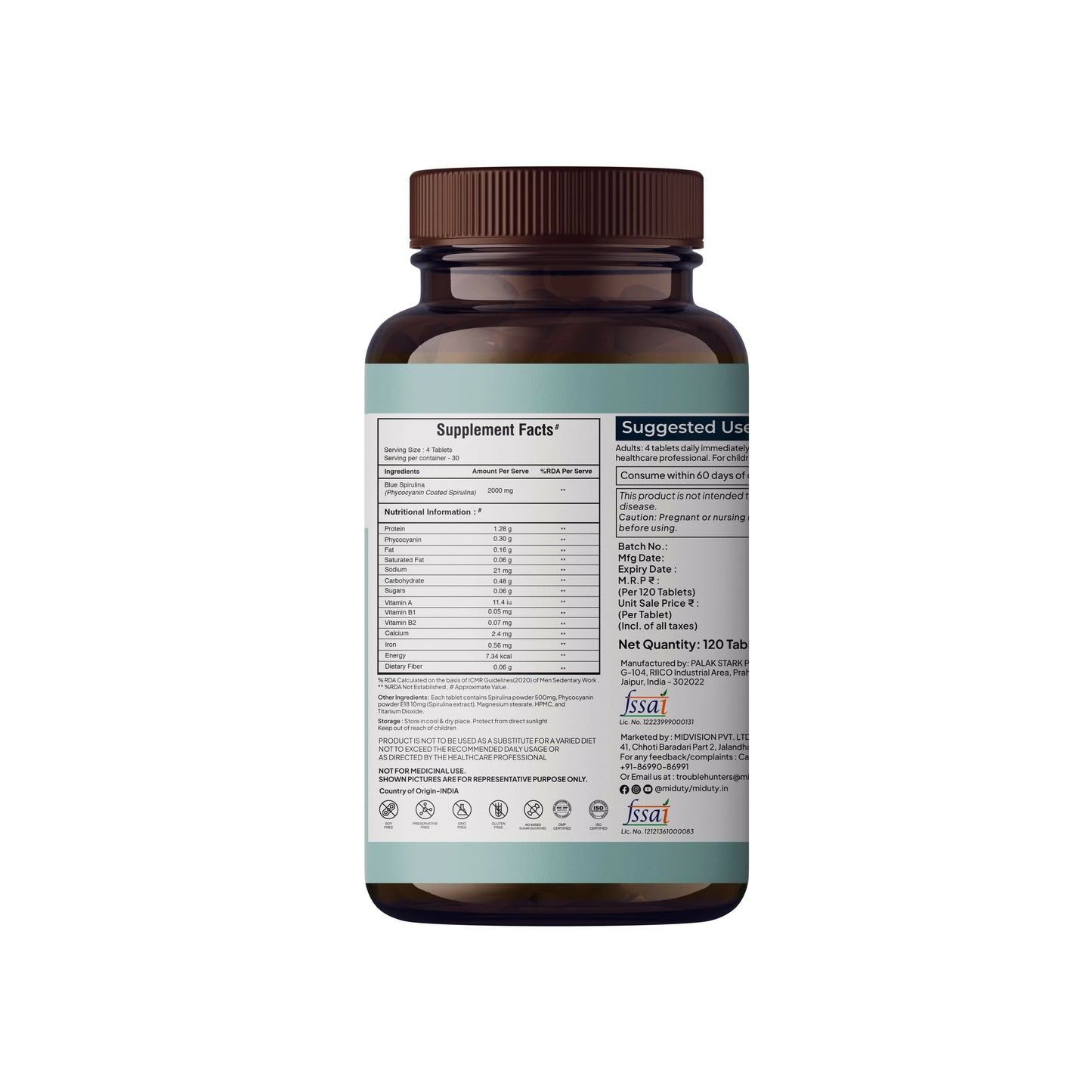 Miduty by Palak Notes Blue Spirulina Tablets