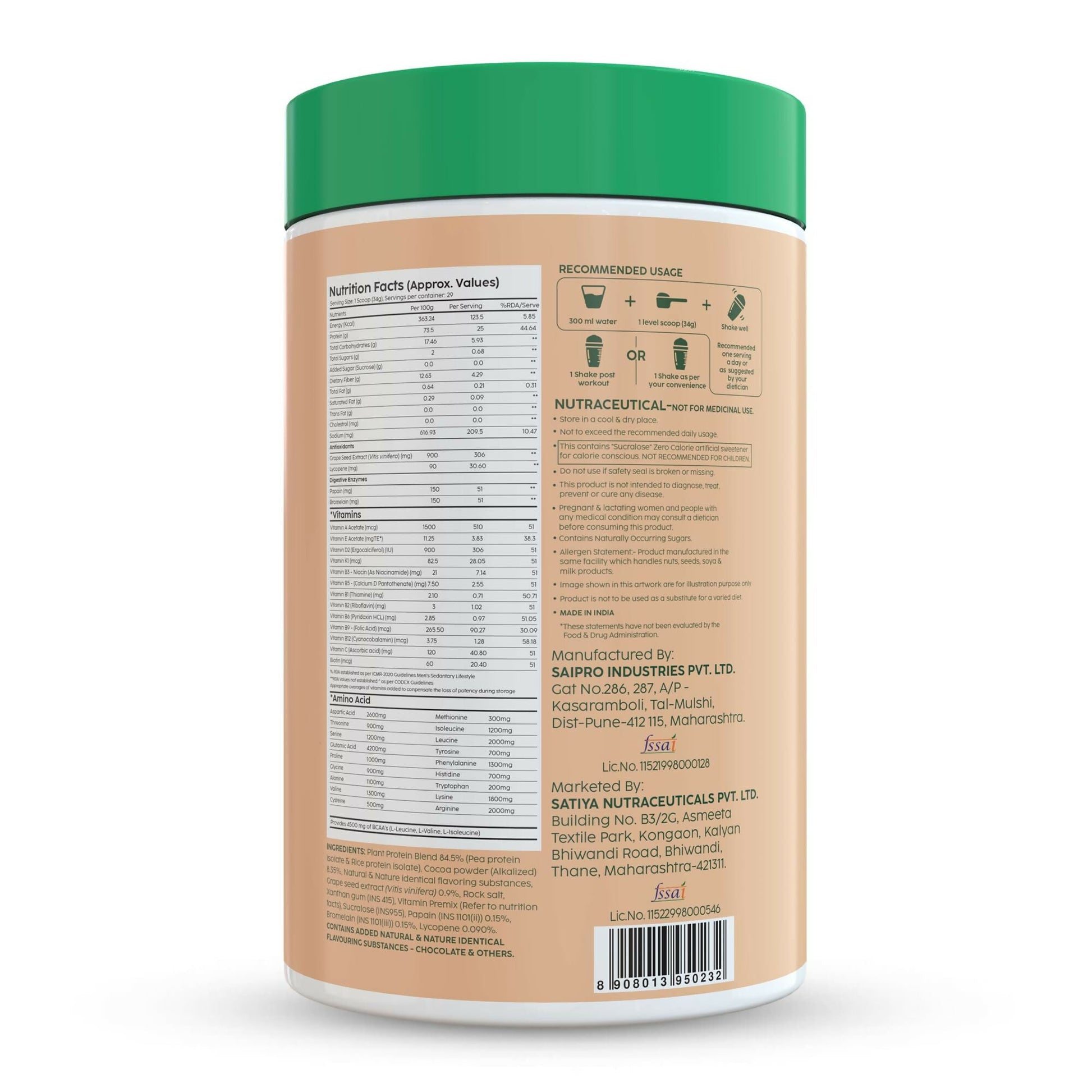 PLIX The Plant Fix Strength Vegan Plant Protein Powder - Chocolate