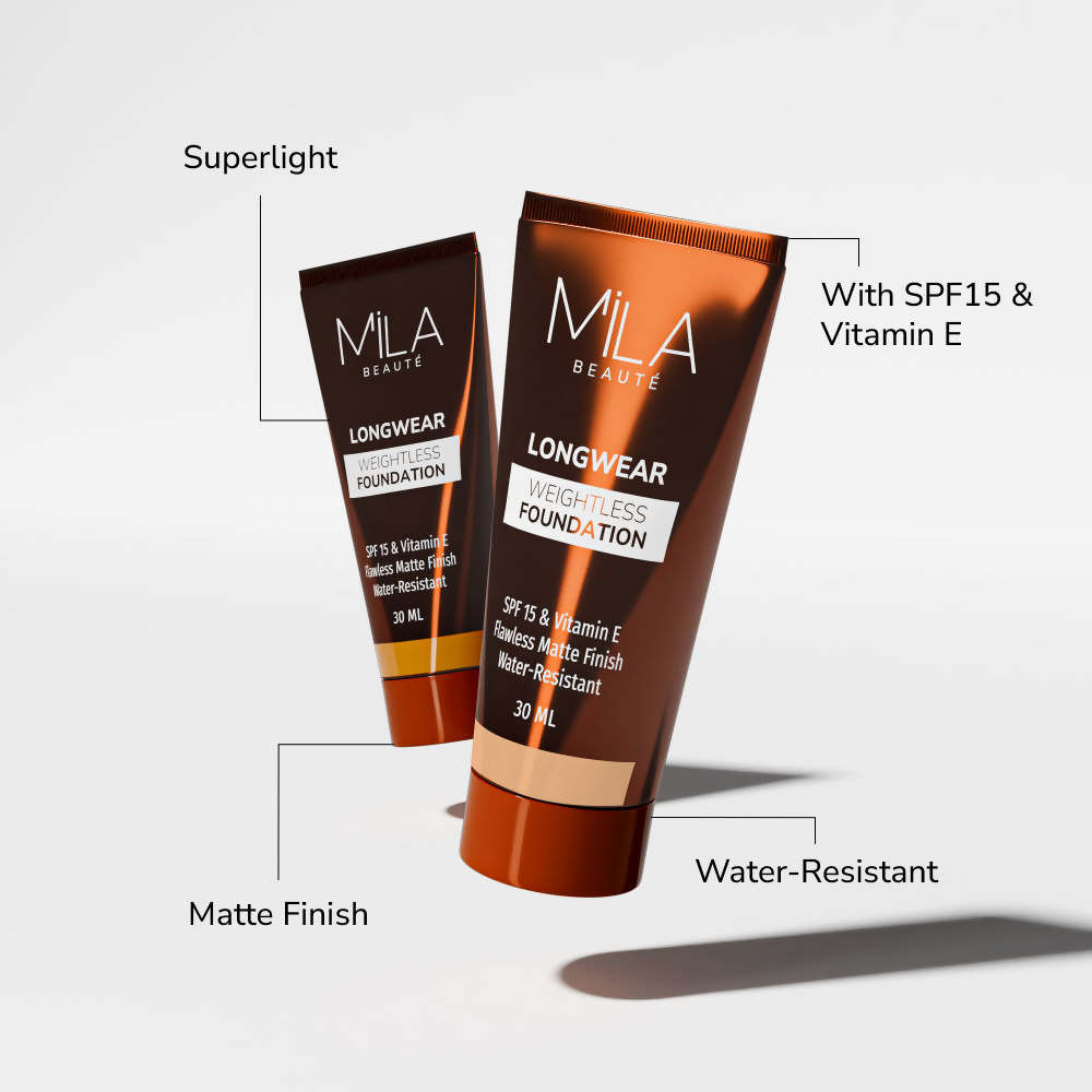 Mila Beaute Longwear Weightless Matte Finish Foundation with SPF 15 - Light Beige