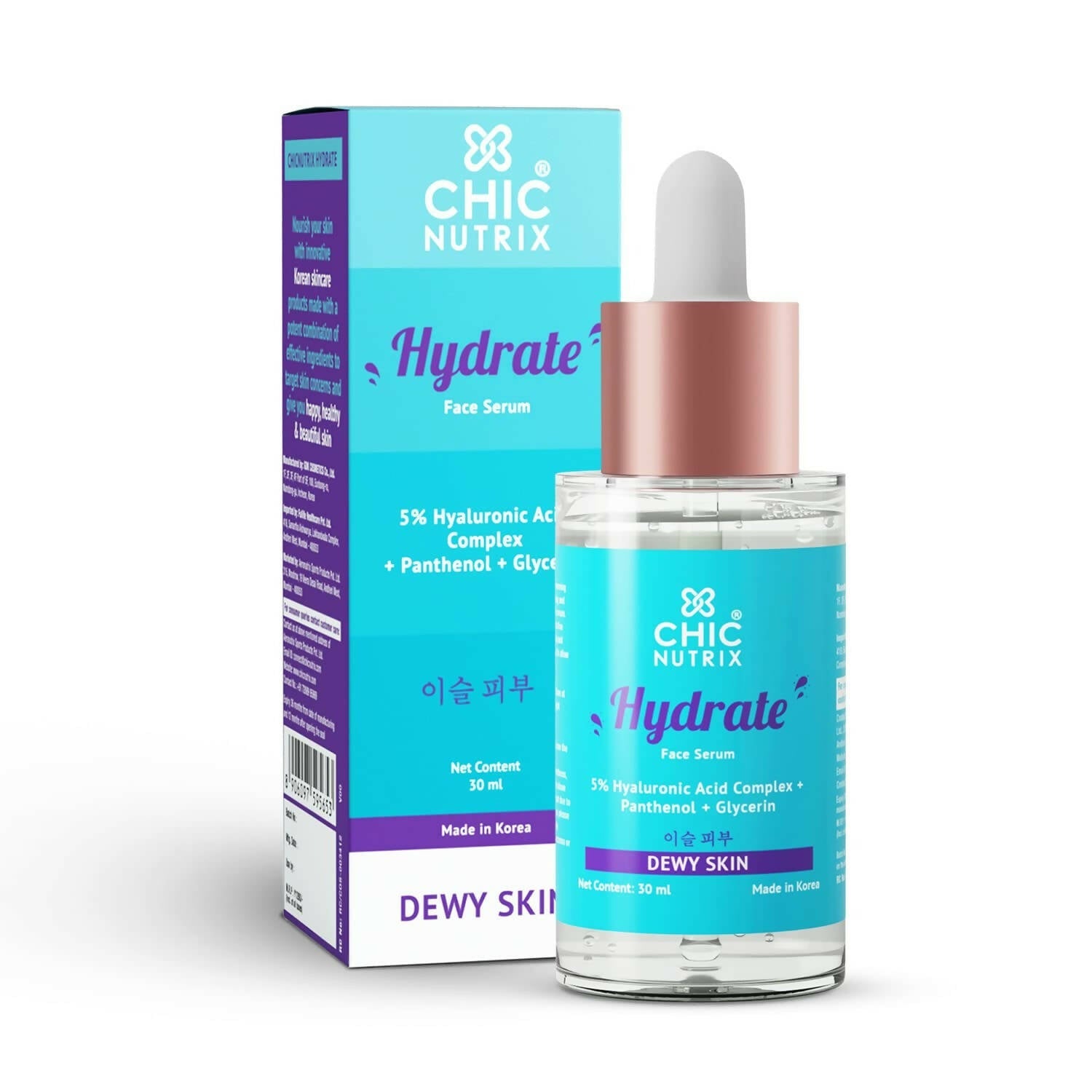 Chicnutrix Korean Hydrate Face Serum – 5% Hyaluronic Acid Complex For Skin Hydration & Skin Barrier Repair, Korean Skincare