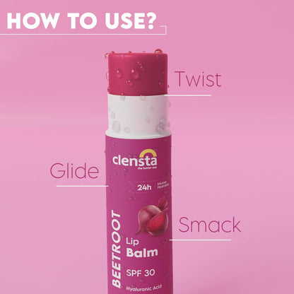 clensta beetroot lip balm with hyaluronic acid spf 30 with beetroot buy in usa
