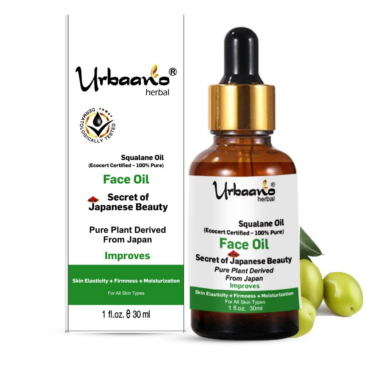 Urbaano Herbal Olive Squalane - 100% Pure Natural Plant-Derived Japanese Oil