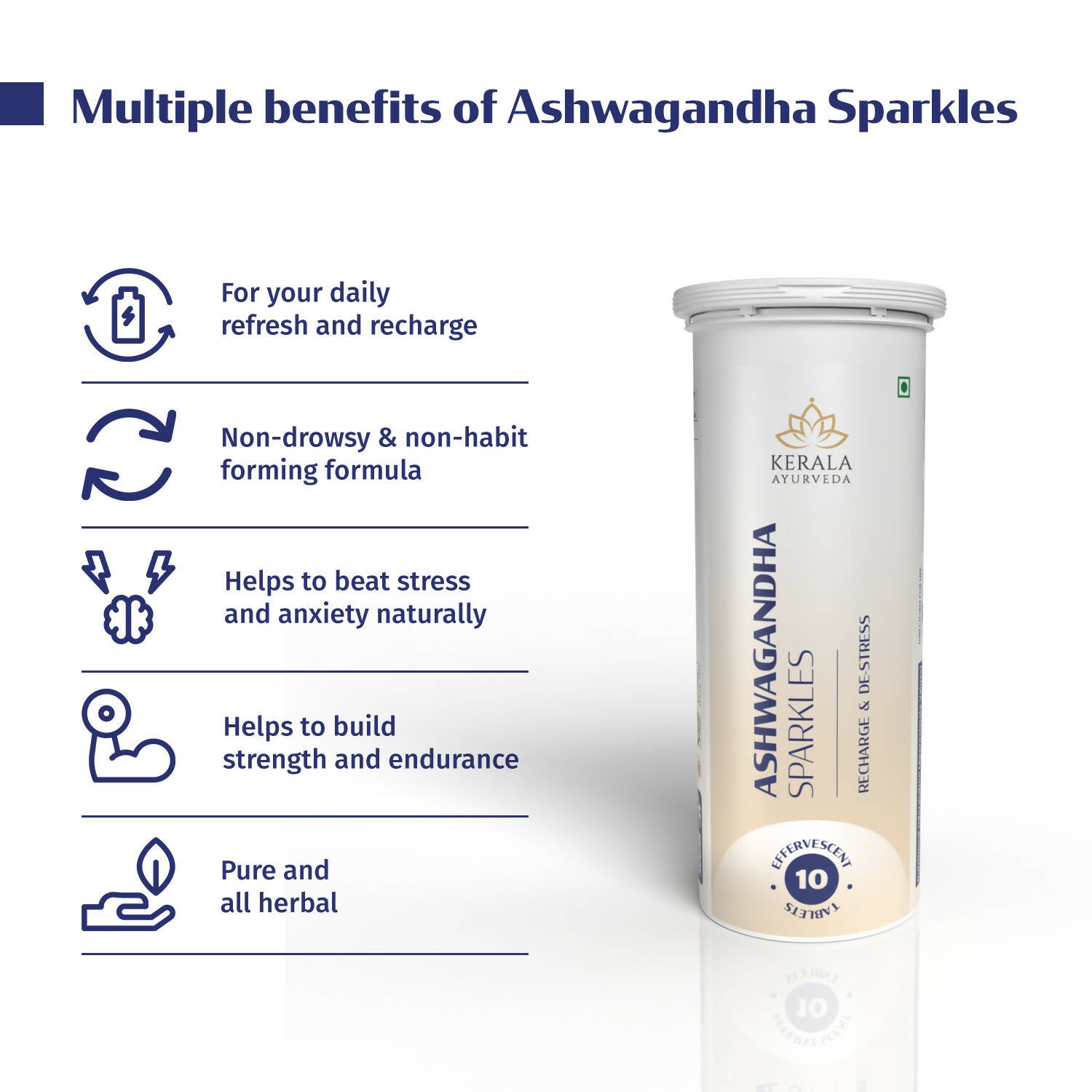 Buy Kerala Ayurveda Ashwagandha Sparkles Tablets from DrMediCart, Ship from India to USA