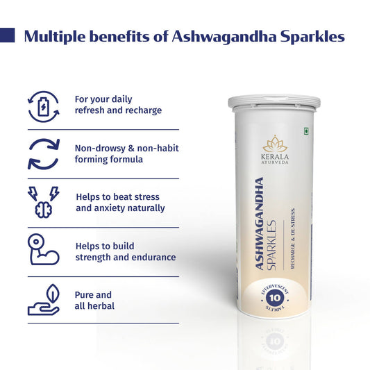 Buy Kerala Ayurveda Ashwagandha Sparkles Tablets from DrMediCart, Ship from India to USA