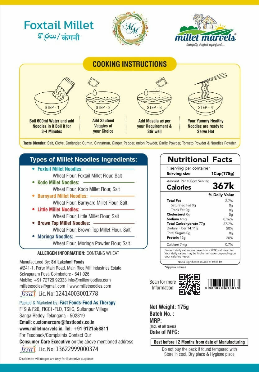Millet Marvels Foxtail Millet Noodles