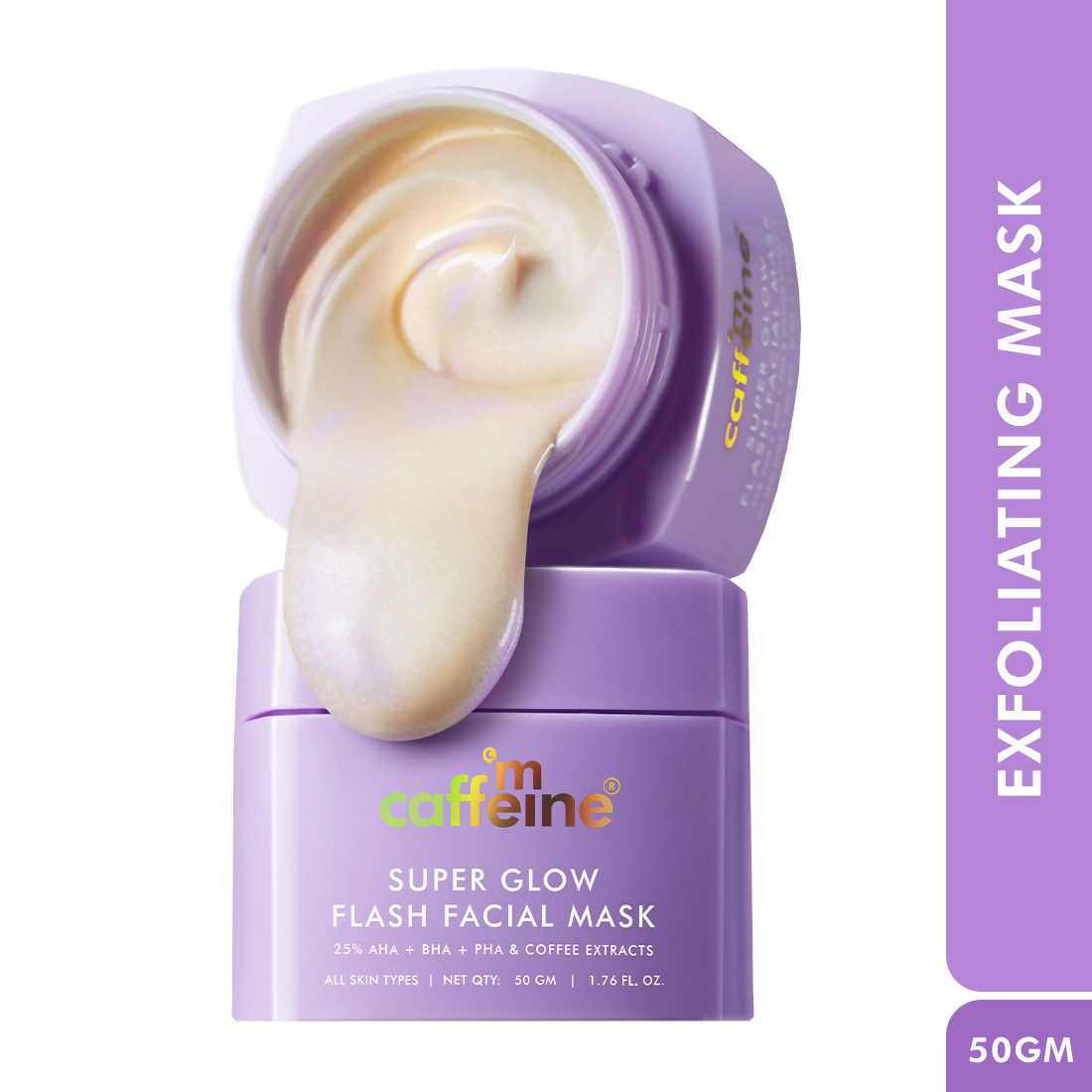 mCaffeine Super Glow Flash Facial 25% AHA+BHA+PHA Face Mask