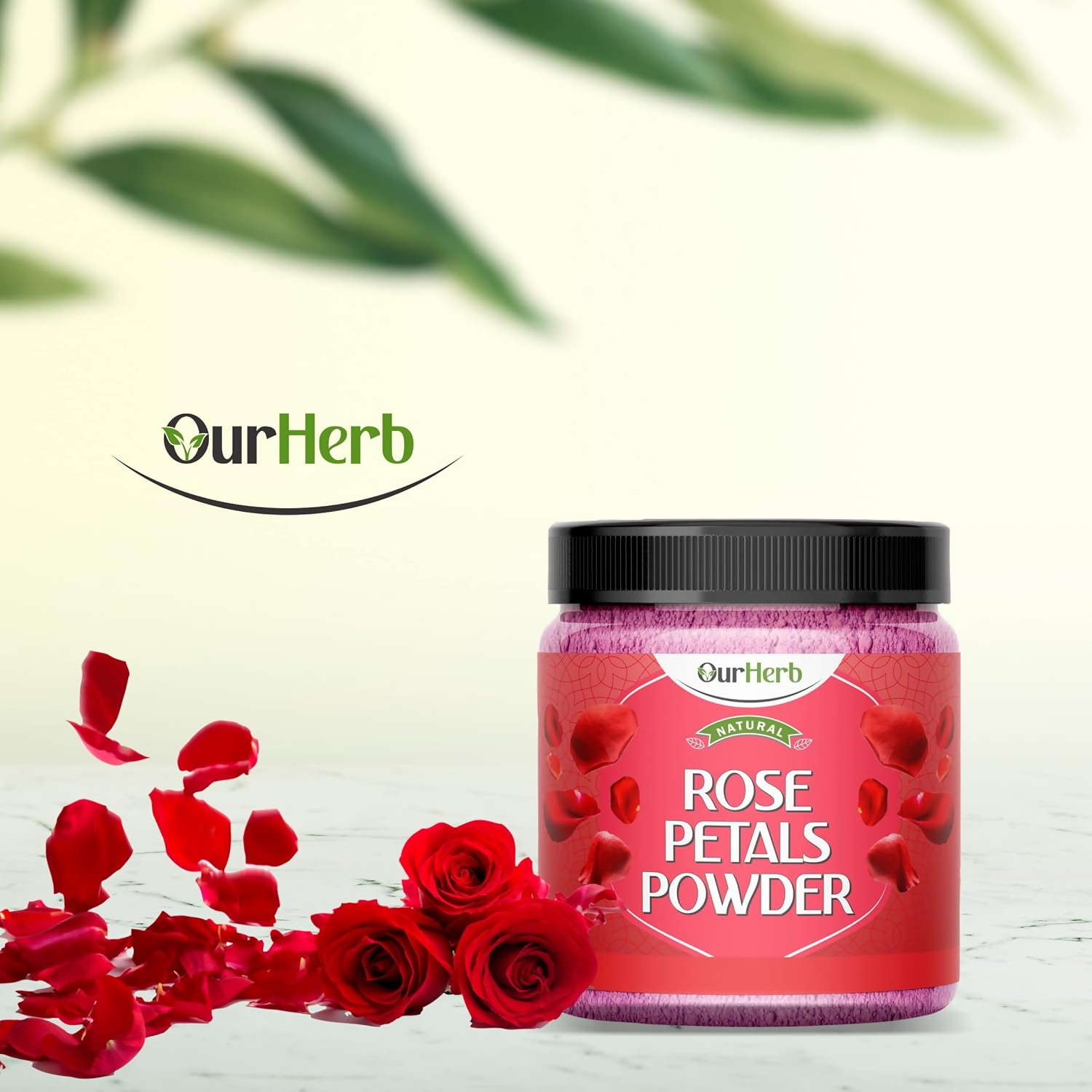 OurHerb Pure & Natural Rose Petal Powder for Skin & Hair With Vitamin Enriched
