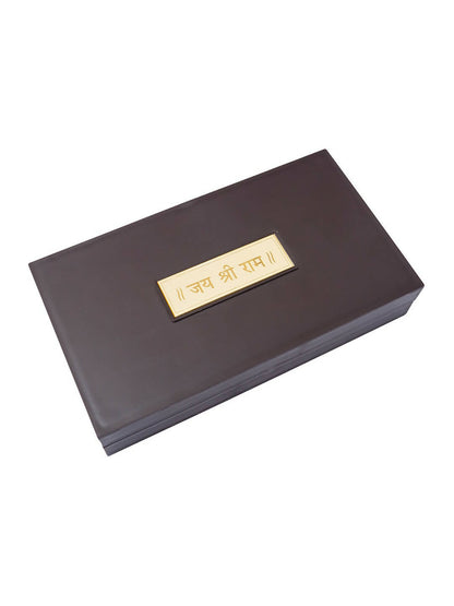 Golden Peacock 24 Ct Gold-Polished & Brown Ram Darbaar Pooja Box