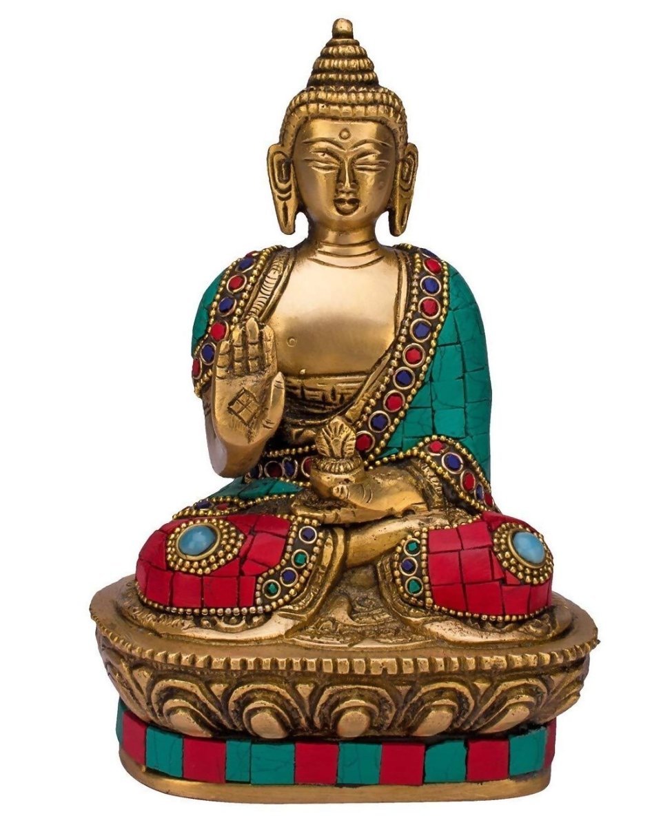 Buy Artvarko Brass Buddha Vitarka Statue Multicolor