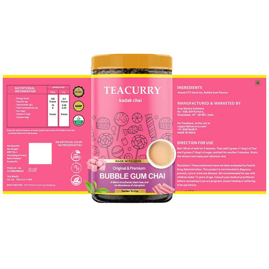 Buy Teacurry Bubble Gum Chai Powder from DrMediCart, Ship from India to USA
