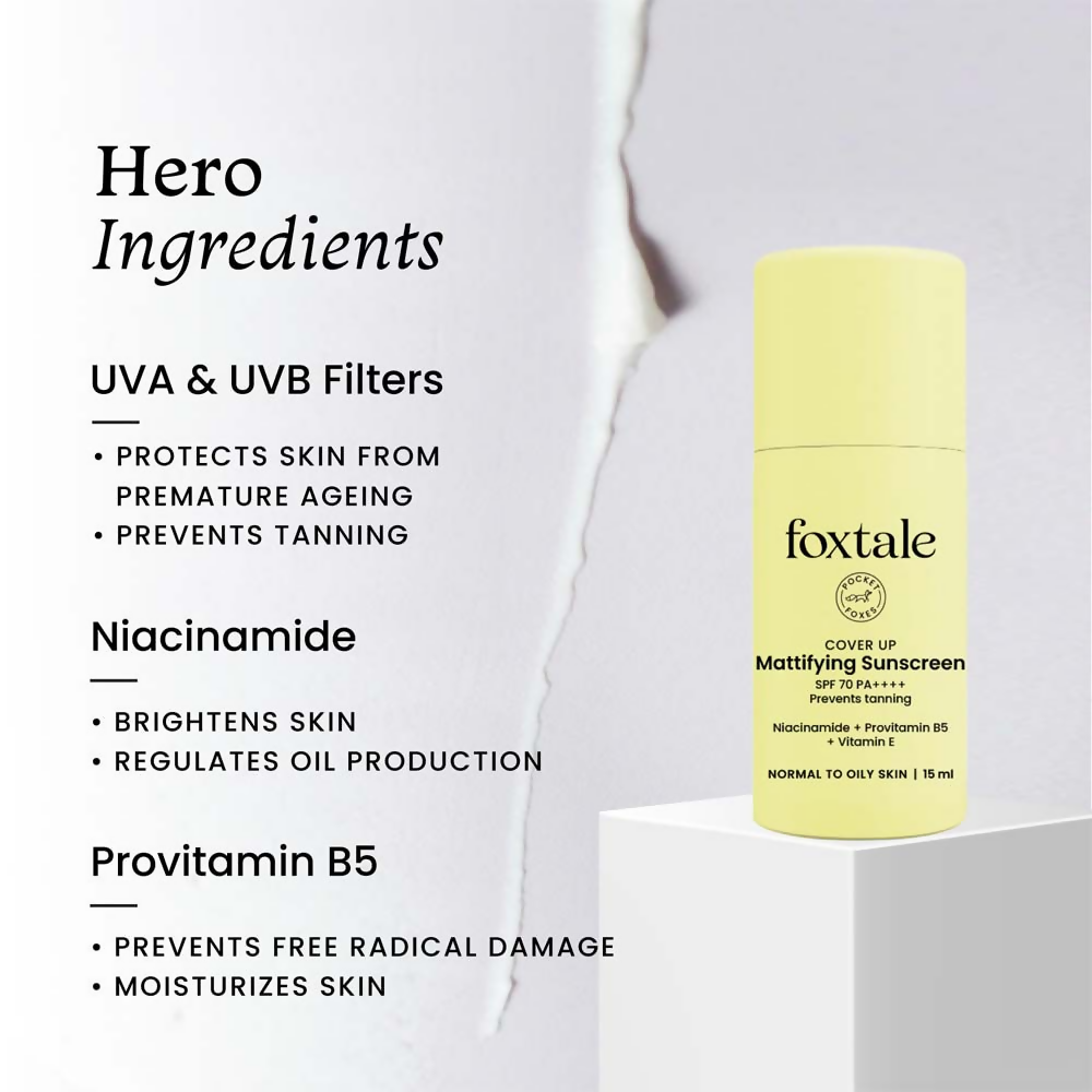 Foxtale SPF 70 Gel-Cream Sunscreen for Oily Skin with PA++++ & Niacinamide