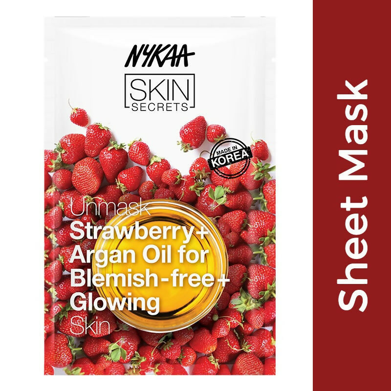 Buy Nykaa Skin Secrets Exotic Indulgence Strawberry + Argan Oil Sheet Mask For Blemish - Free Skin from DrMediCart, Ship from India to USA