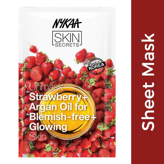 Buy Nykaa Skin Secrets Exotic Indulgence Strawberry + Argan Oil Sheet Mask For Blemish - Free Skin from DrMediCart, Ship from India to USA