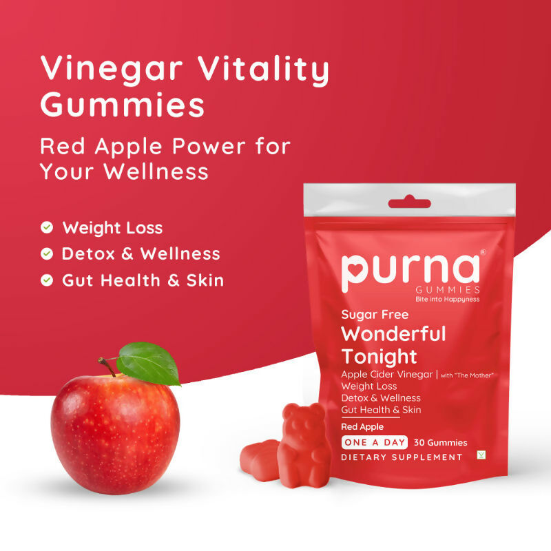 Purna Gummies Apple Cider Vinegar for Adults & Kids Better Digestion & Clear Skin