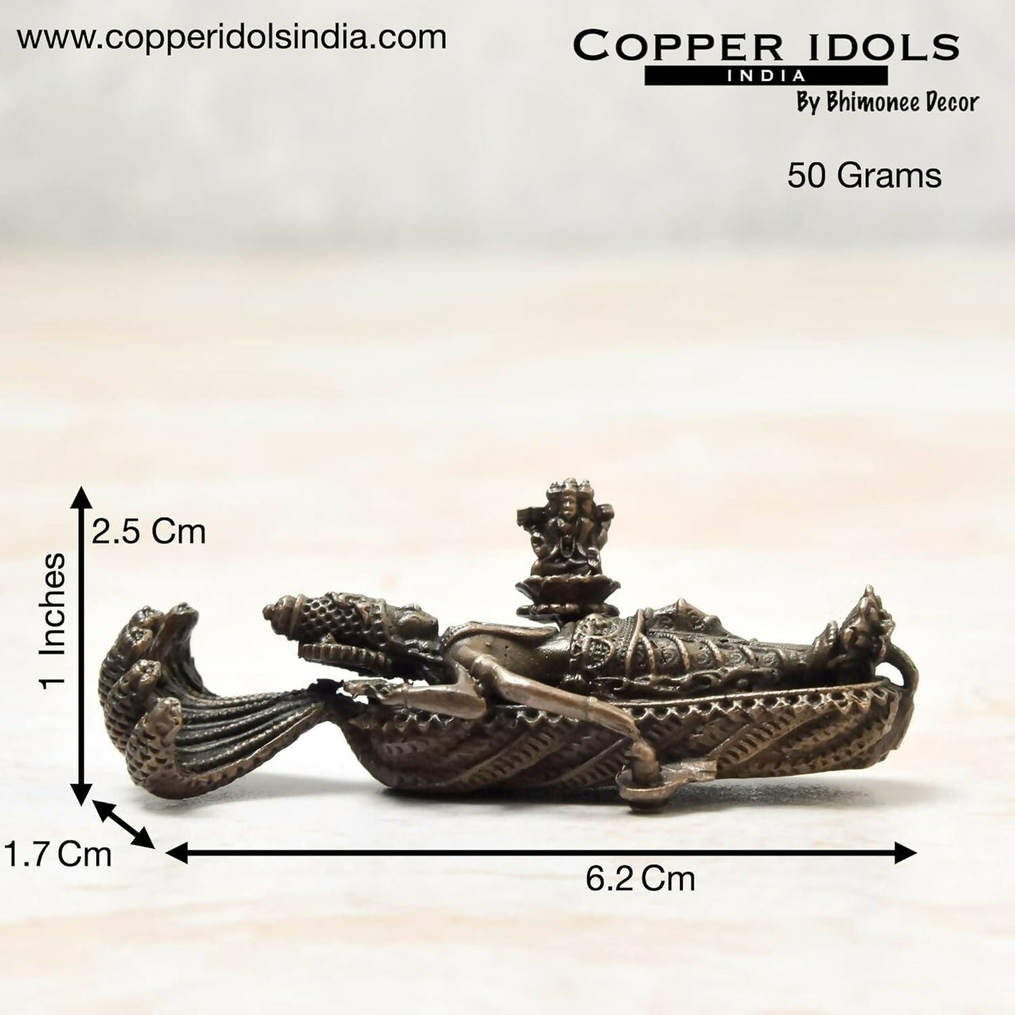 Copper Idols India - By Bhimonee Decor Handmade Ranganatha Swamy Idol