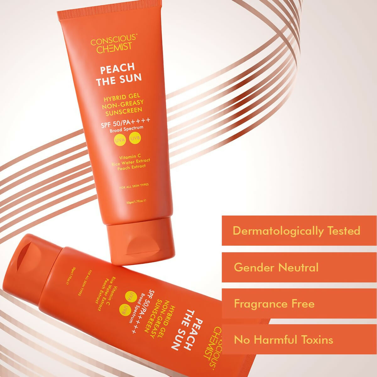 Conscious Chemist Peach The Sun Hybrid Gel Sunscreen SPF 50 PA ++++