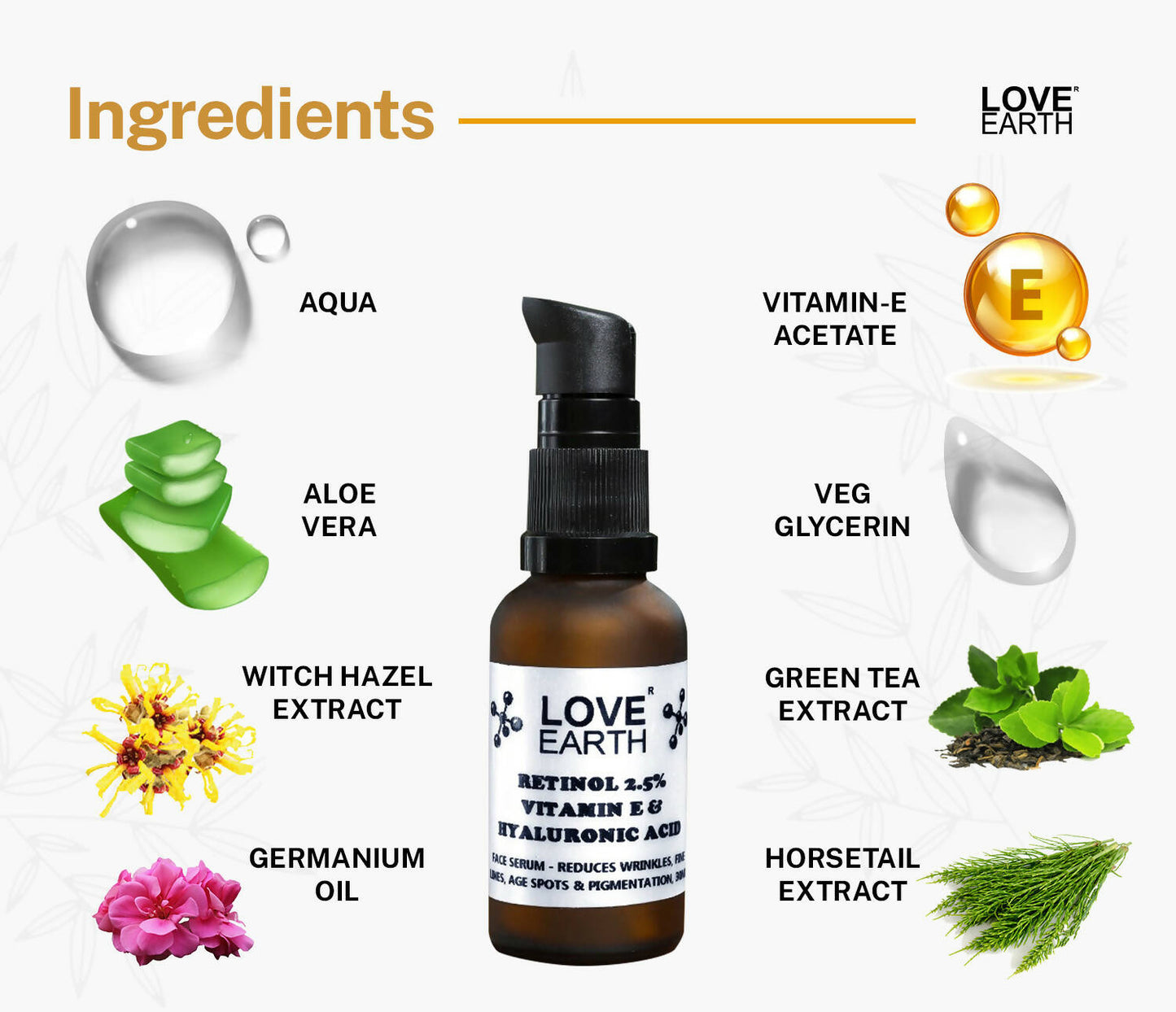 Love Earth Retinol 2.5% Vitamin E & Hyaluronic Acid ƒ?? Face Serum